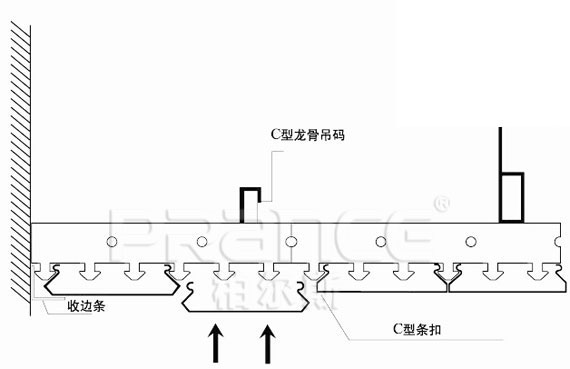 C型條扣天花產品安裝示意圖